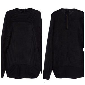 Helmut Lang Oversized Textured Crewneck Sweater with zipper at the back